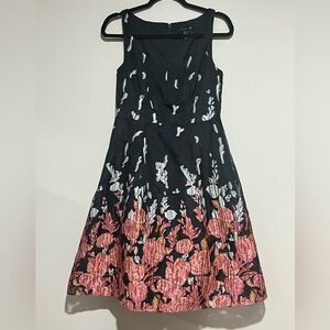 Aidan Mattox | Floral Jacquard sheer layer fit & flare dress Womens size 8 tulle
